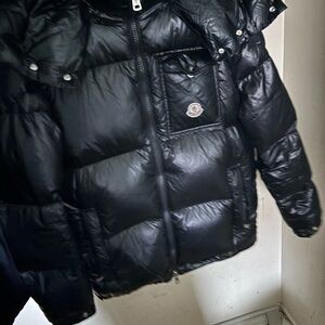 Moncler Black Puffer Jacket with Glossy Finish